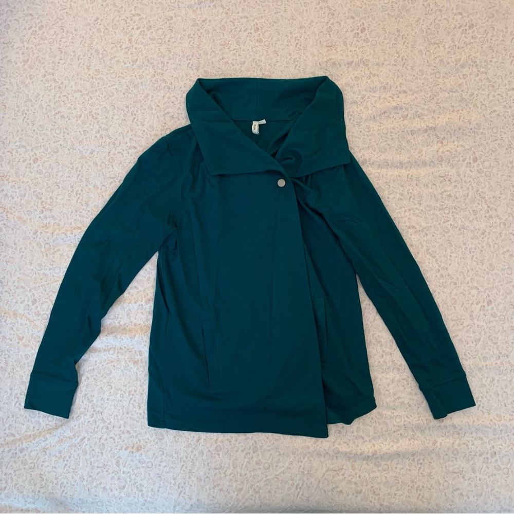 Kensie Stitch Fix Mally Ponte Asymmetric Single Button Jacket Green Size M EUC